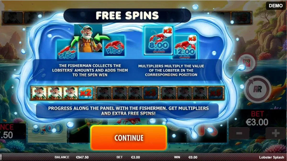 Tampilan visual slot Lobster Splash dengan tema bawah laut dan simbol lobster